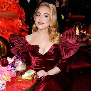 Adele Stuns in Ruby Gown Grammys 2023