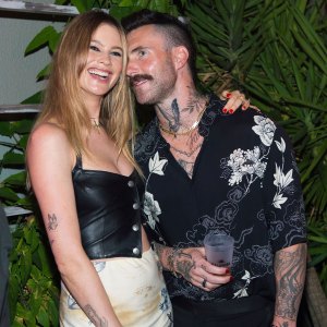 Behati Prinsloo Looks Unreal on Night Out After Welcoming Baby No. 3 With Husband Adam Levine: See Photo pleather crop top