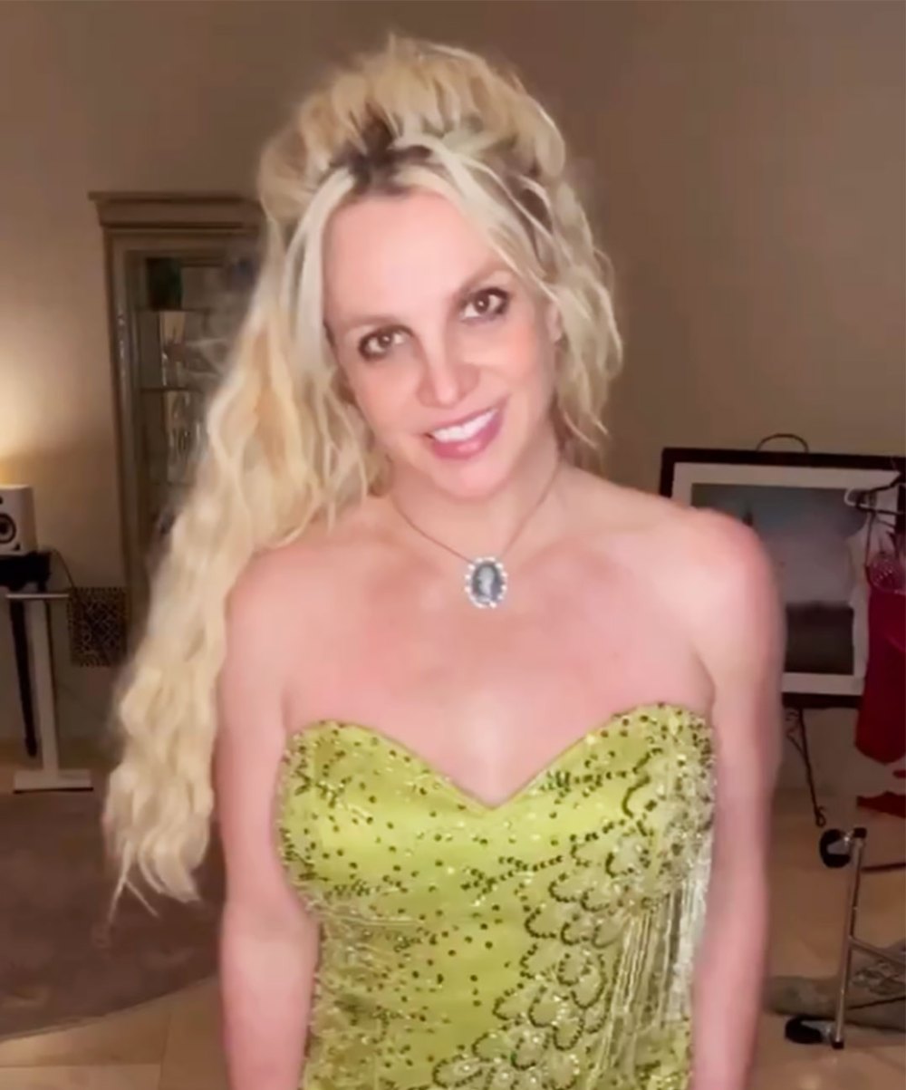 Britney Spears Instagram green dress
