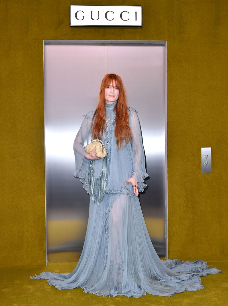 Celebs at Milan Fashion Week pale blue gown