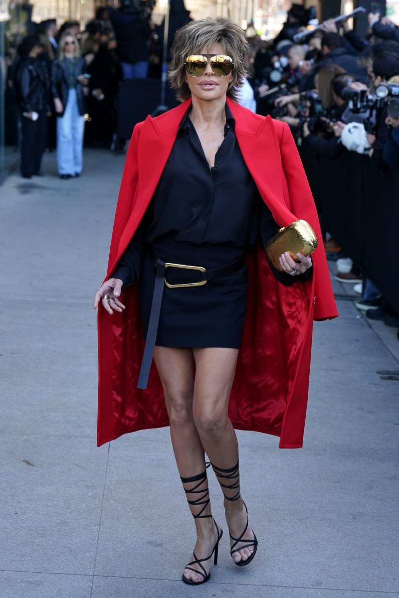 Lisa Rinna in Red Coat and Black Dress Celebs at NYFW 2023