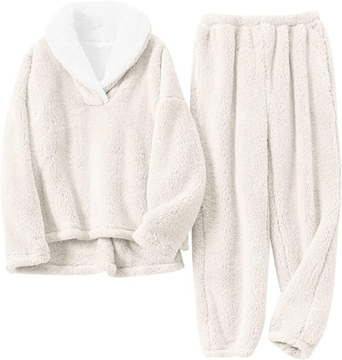 Gihuo Women's Fluffy Fleece Pajama Set