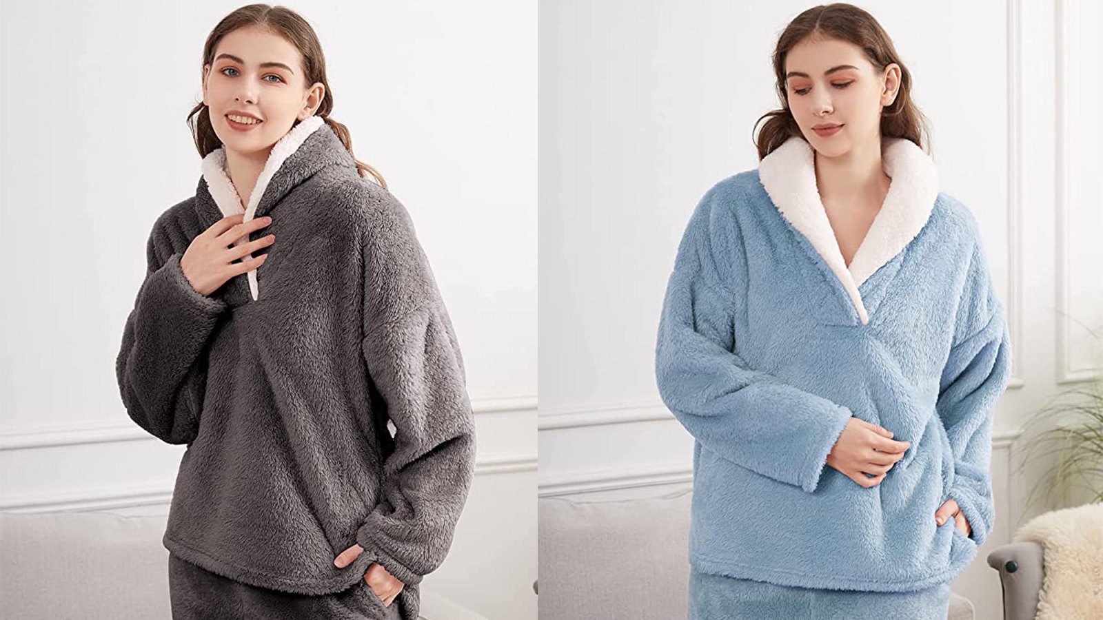 Gihuo Women's Fluffy Fleece Pajama Set