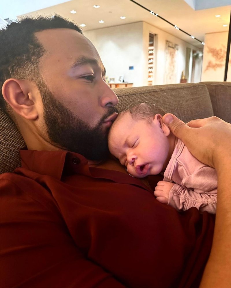 John Legend Snuggles Newborn Esti in Adorable Pic