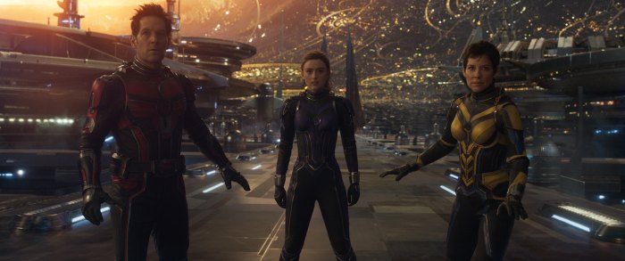 Paul Rudd, Kathryn Newton and Evangeline Lilly in 'Ant-Man and the Wasp: Quantumania.'