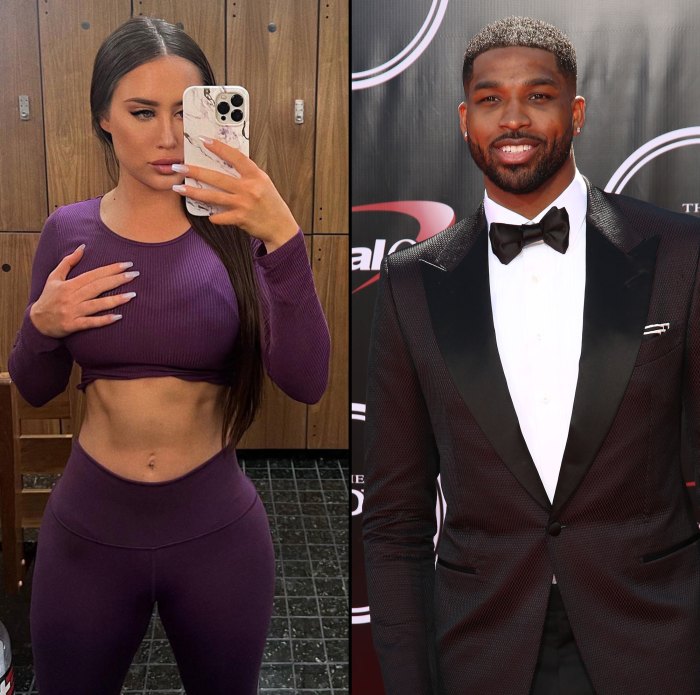 Maralee Nichols Reveals Her and Tristan Thompson's Son Theo, 13 Months, Is ‘Walking Everywhere Now’ purple workout outfit
