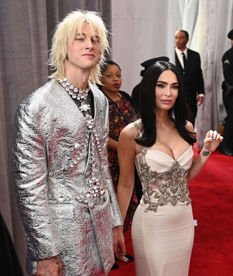 Megan Fox and Machine Gun Kelly’s’ Quotes About Their Romance silver suit