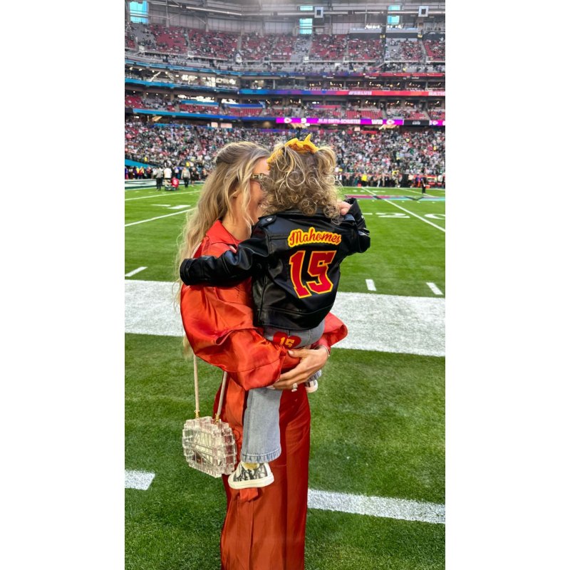 Patrick Mahomes Wife Brittany Matthews Celebrate on Field Daughter Sterling Chiefs Win Super Bowl LVII 2