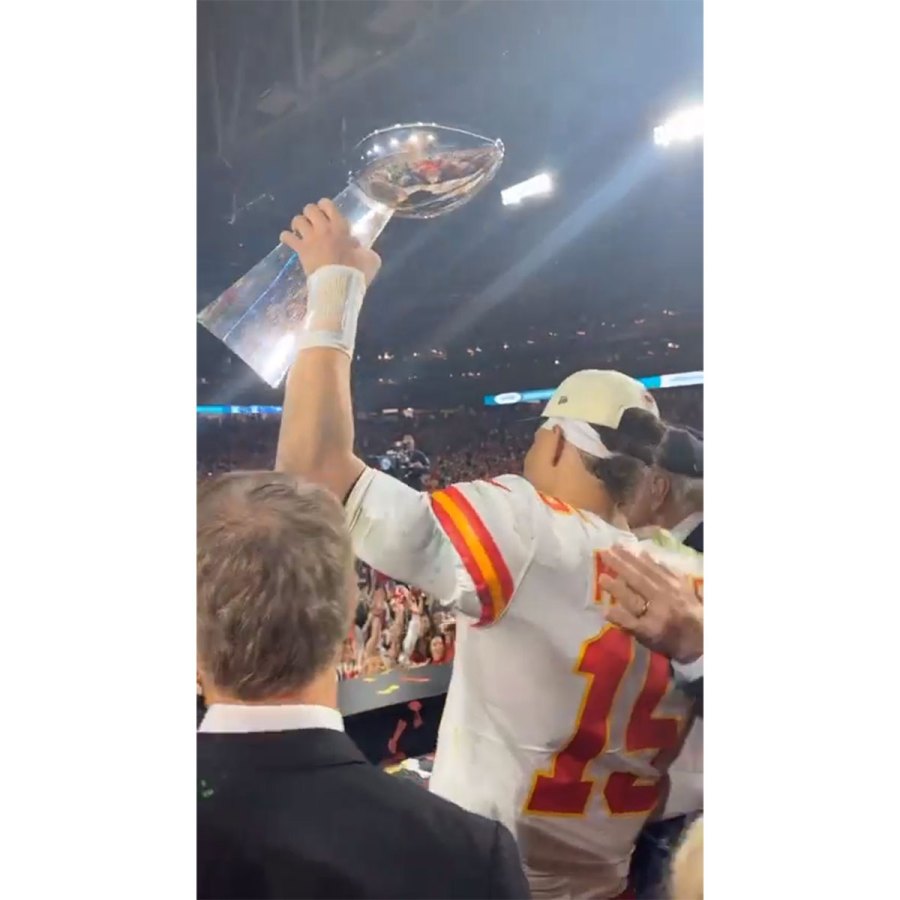 Patrick Mahomes Wife Brittany Matthews Celebrate on Field Daughter Sterling Chiefs Win Super Bowl LVII 5