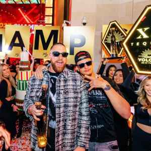 Patrick Mahomes and Kansas City Chiefs Players Celebrate Super Bowl Win at XS Nightclub in Las Vegas