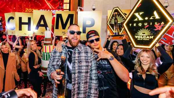 Patrick Mahomes and Kansas City Chiefs Players Celebrate Super Bowl Win at XS Nightclub in Las Vegas