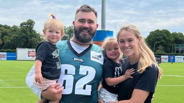 Philadelphia Eagles Center Jason Kelce and Wife Kylie McDevitt Welcome Baby No. 3 eagles jersey