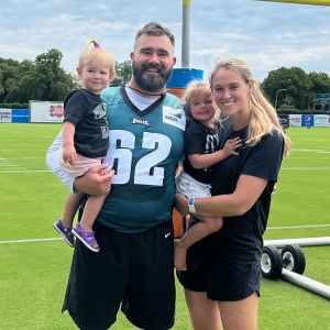 Philadelphia Eagles Center Jason Kelce and Wife Kylie McDevitt Welcome Baby No. 3 eagles jersey