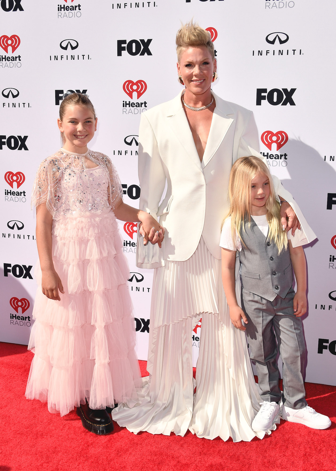 Pink Poses With Her Kids on iHeartRadio Red Carpet