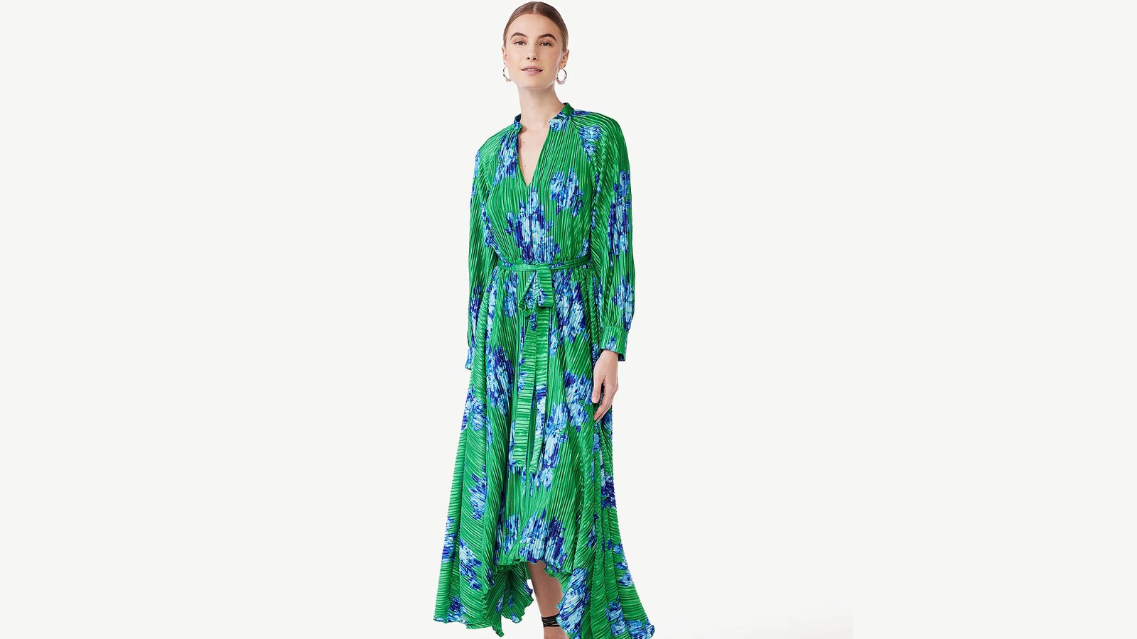 Scoop-Women's-Pleated-Floral-Midi-Dress