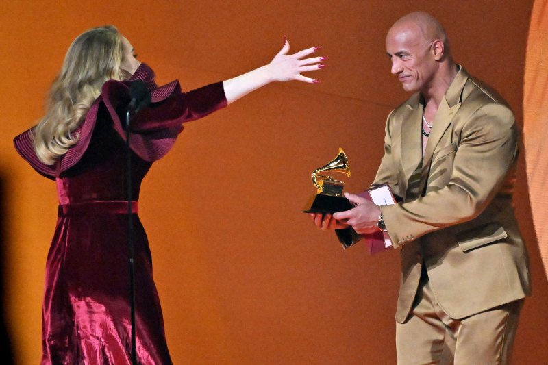 The Rock Congratulates Adele Inside the 2023 Grammy Awards