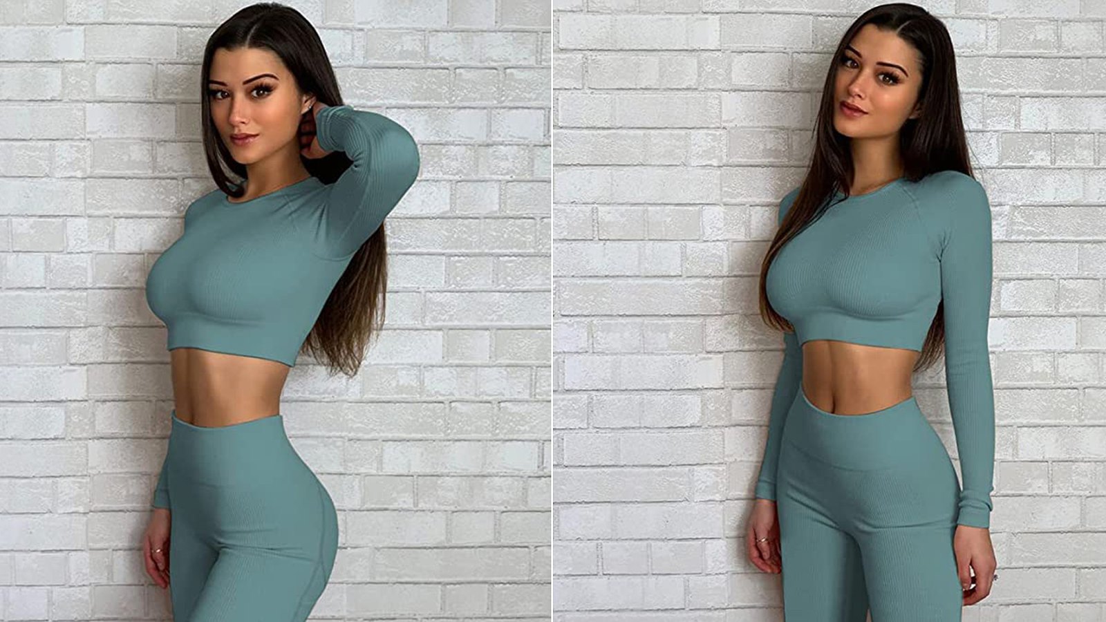  QINSEN Ribbed Workout Outfits for Women 2 Piece Seamless Sport  Bra High Waist Yoga Leggings Sets Army Green S : Clothing, Shoes & Jewelry