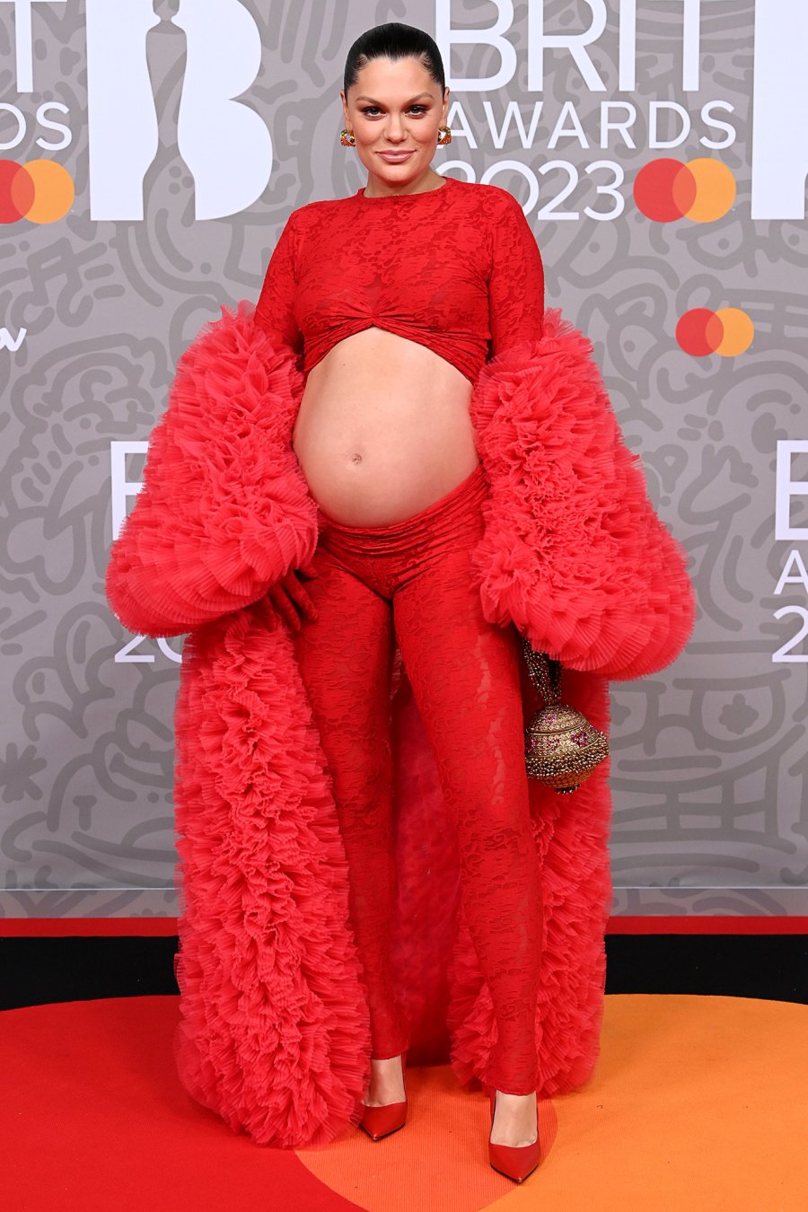 Brits Baby! Pregnant Jessie J Shows Off Her Bare Bump at 2023 Awards Show