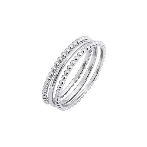 Amazon Essentials Rhodium Plated Sterling Silver Stacking Ring Set of 3 Size 10, Silver