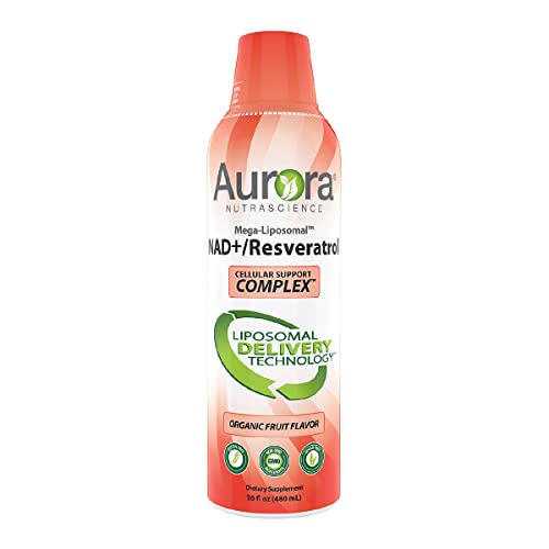 Aurora Nutrascience, Mega-Liposomal NAD+/Resveratrol, Gluten Free, Non-GMO, Sugar Free, Organic Fruit Flavor, 16 fl oz (480 mL)