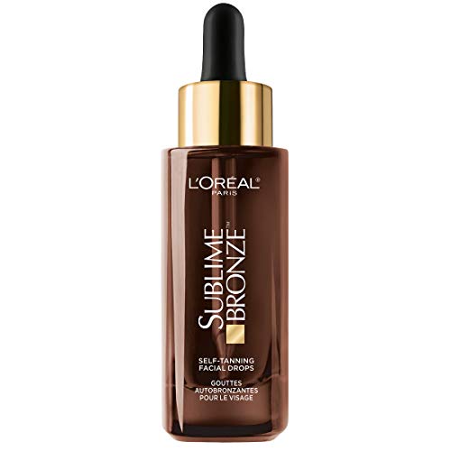 L'Oreal Paris Sublime Bronze Self Tan Drops for Face, Hyaluronic Acid, Self-Tanning Facial Drops, Buildable Tan, Customizable Sun-Kissed Glow, Gradual Tan, Fragrance-Free, 1 fl oz Packaging May Vary