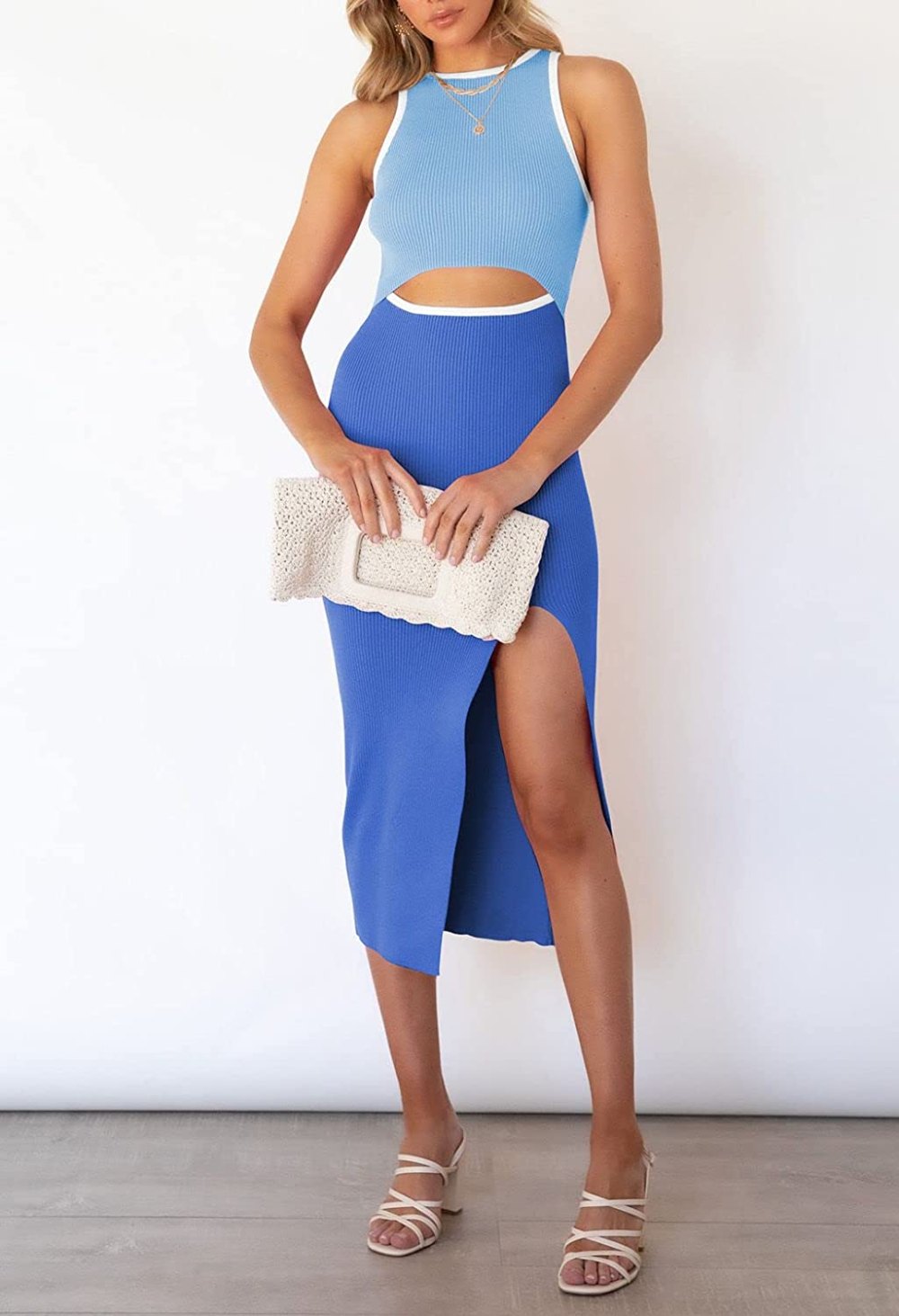 blue two-toned dress