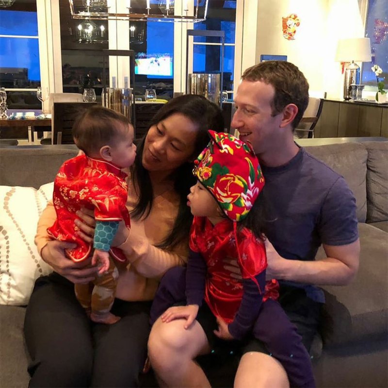 February 2018 Facebook Founder Mark Zuckerberg and Wife Priscilla Chan Family Album