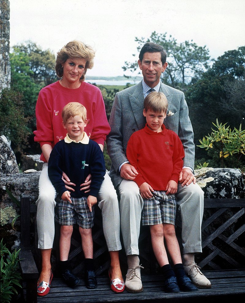 Princess Diana with Prince Charles, Harry and William in 1989