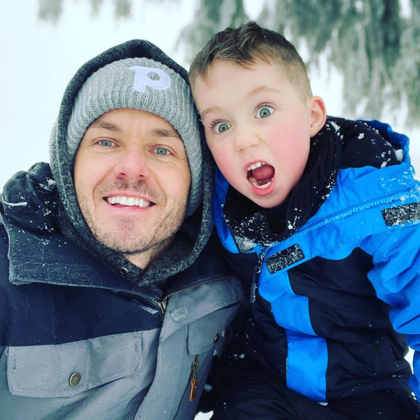 Paul Campbell Family Album: See the Hallmark Channel Star’s Sweetest Moments With Wife and Son blue coat