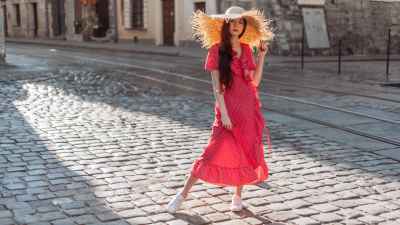 Spring-Dress-With-Sneakers-Stock-Photo