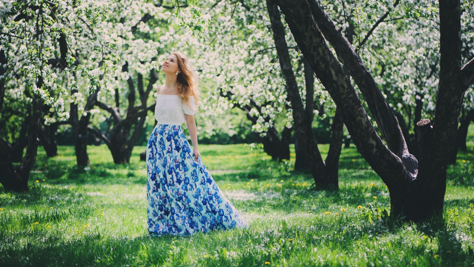Spring-Floral-Maxi-Skirt-Stock-Photo