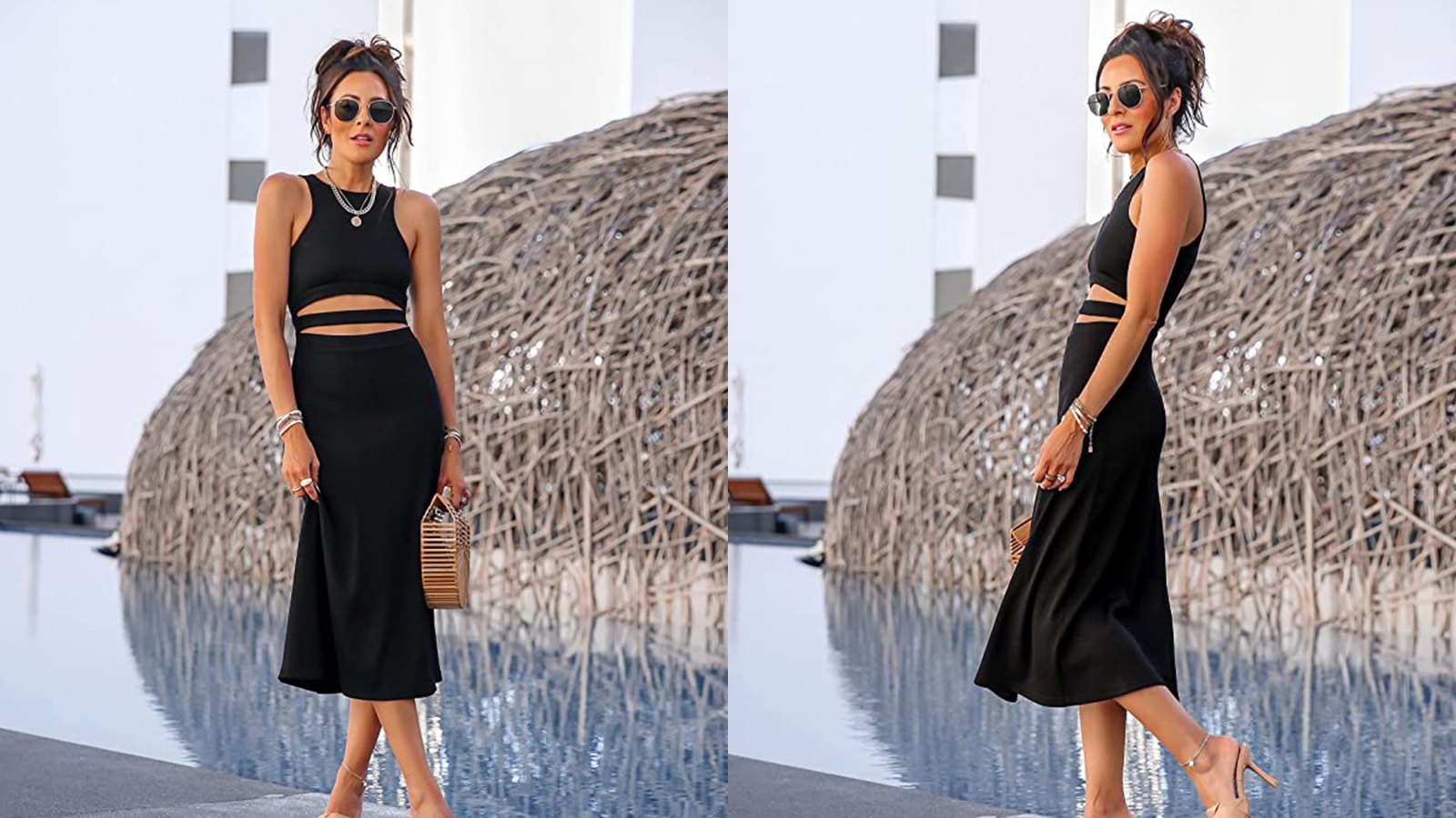 The Drop Women's Black Cut-out Midi Dress