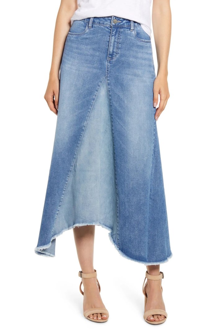 Wash Lab Denim Pieced Denim Midi Skirt