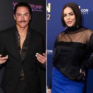 Watch Tom Sandoval Joke About Hooking Up With Katie Maloney in Joint Interview With Tom Schwartz blue skirt