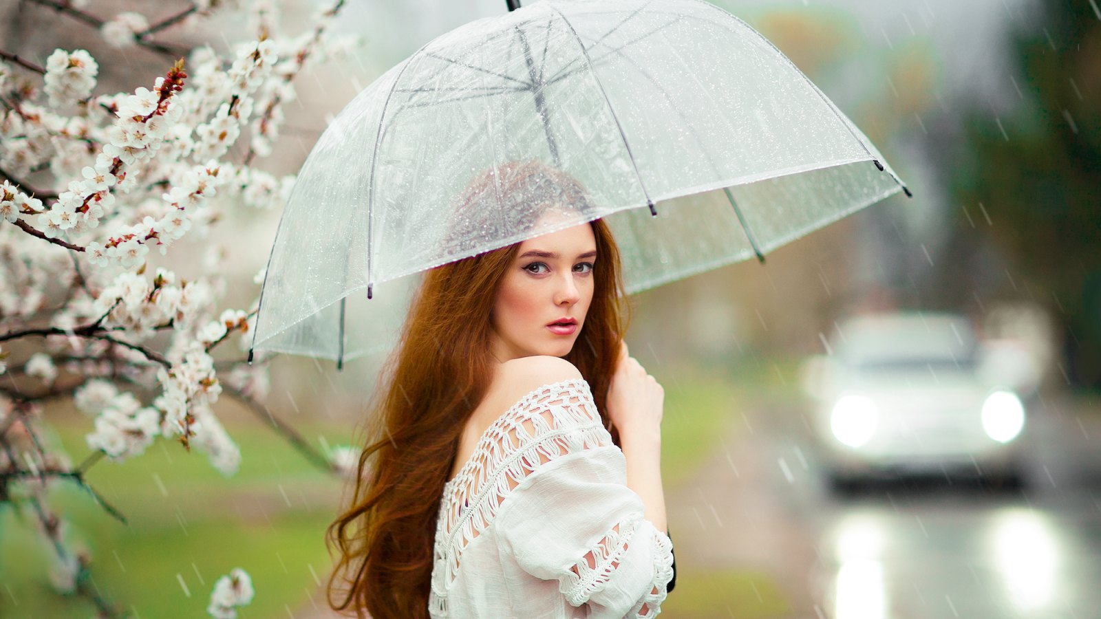 Woman-In-Spring-Rain-Stock-Photo