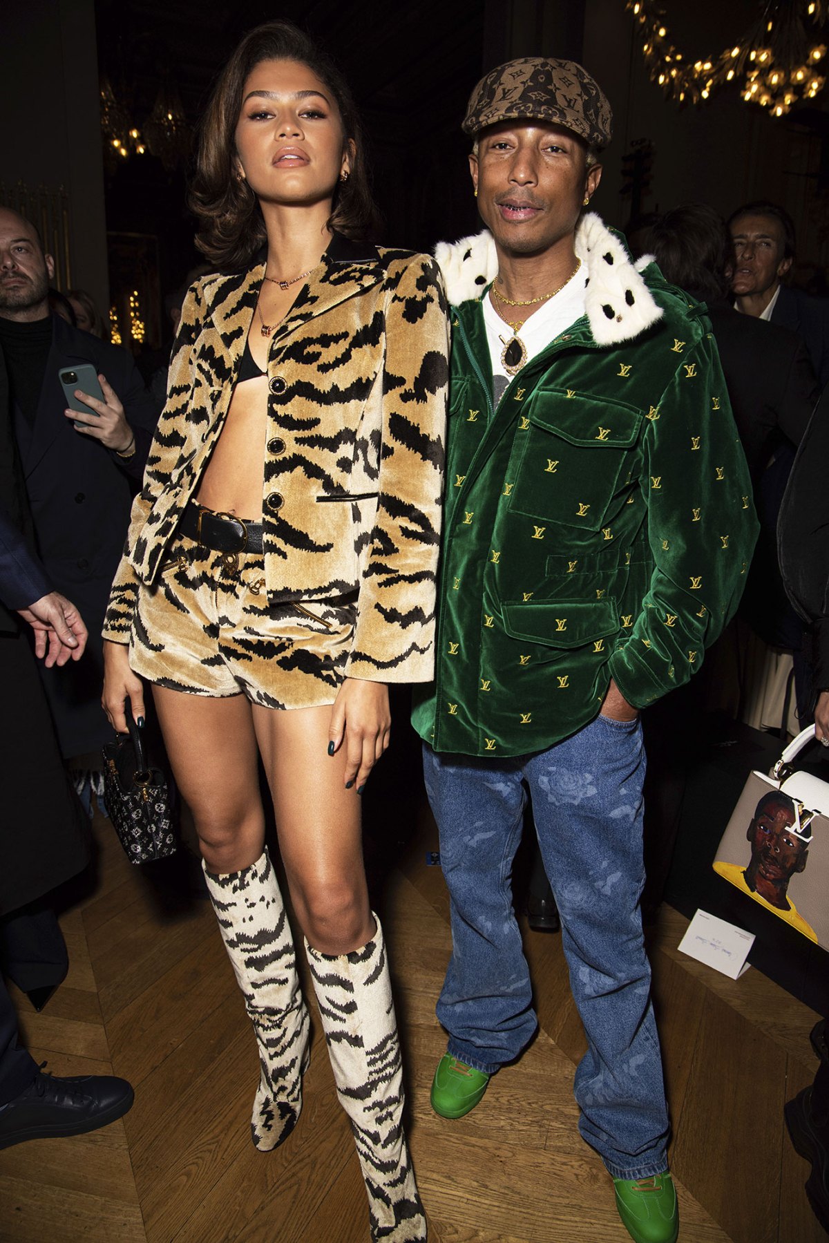 Zendaya Wears Tiger Print Louis Vuitton Suit at Fashion Week