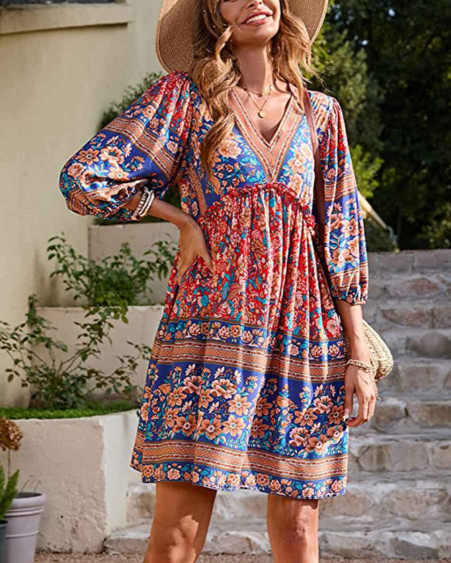Brown Boho Babydoll Top (S-M) 