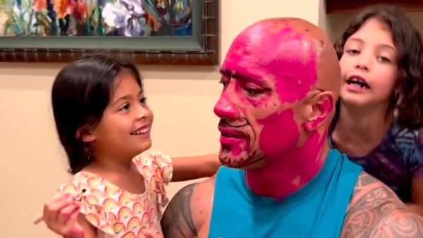 Daddy Makeover! Dwayne Johnson’s Kids Hilariously Cover His Face in Lipstick