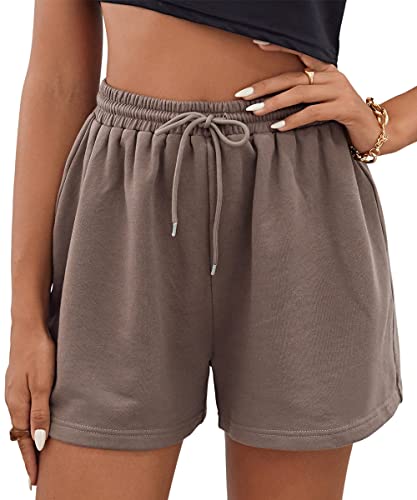 EFAN Womens Sweat Shorts Summer Casual Comfy High Waisted Lounge Shorts Drawstring Cotton Shorts with Pockets 2023