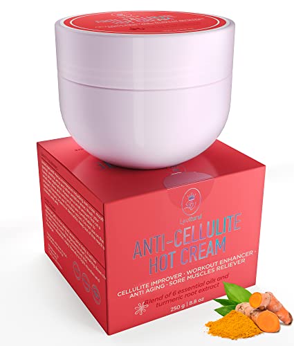 Anti-Cellulite Organic Hot Cream with Turmeric by Levitural Workout Enhancer - Body Sculpting & Toning EXTRA Large Volume 8.8Z/250ml - Mother's Day Gift