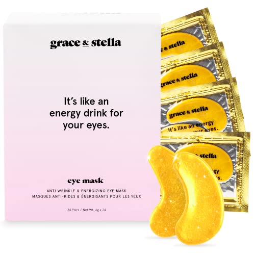 Under Eye Mask - (24 Pairs, Gold) Reduce Dark Circles, Puffy Eyes, Undereye Bags, Wrinkles - Gel Under Eye Patches, Vegan Cruelty-Free Self Care by grace and stella