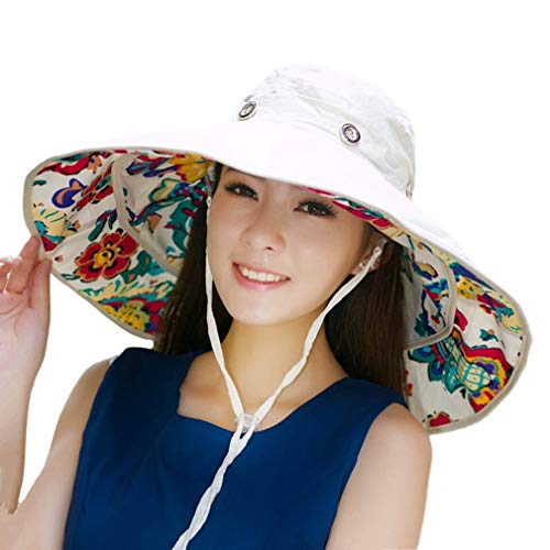 Packable Extra Large Brim Floppy Sun Hat Reversible UPF 50+ Beach Sun Bucket Hat Beige