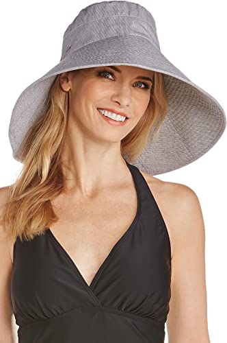 Coolibar UPF 50+ Women's Brittany Beach Hat - Sun Protective (One Size- Black/White Ticking)