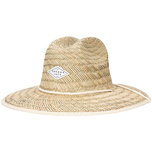 Panama Jack Women's Sun Hat - Lifeguard, Hand Woven Straw, UPF (SPF) 50+ UVA/UVB Sun Protection, 4" Big Brim (Natural)