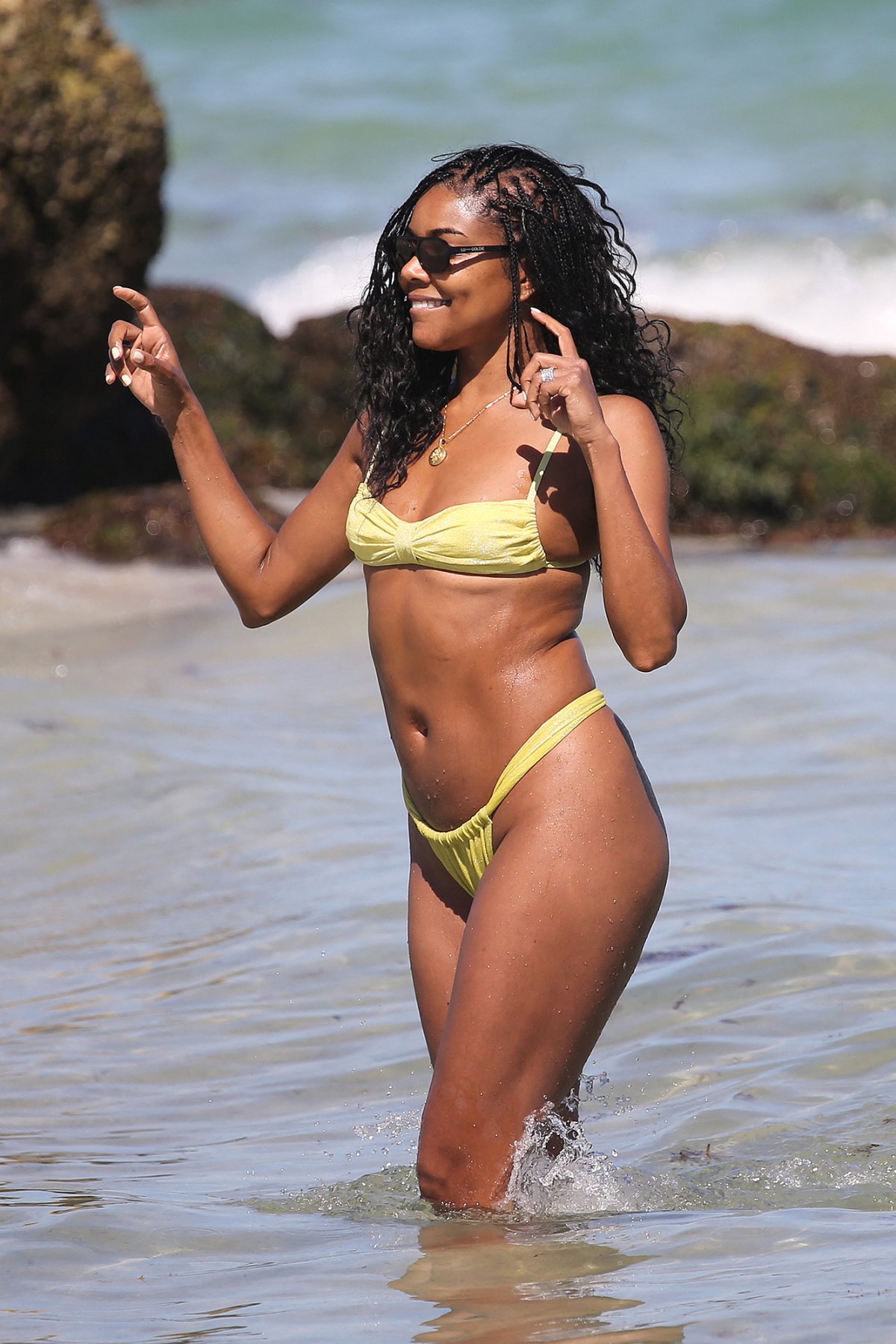 Gabrielle Union Wows in Yellow Bikini, Dwyane Wade
