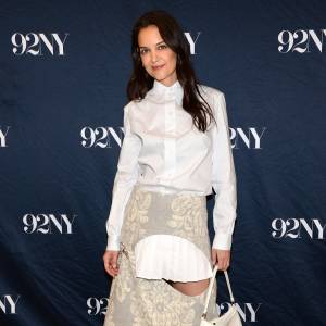 Katie Holmes Wears Skirt Over Dress