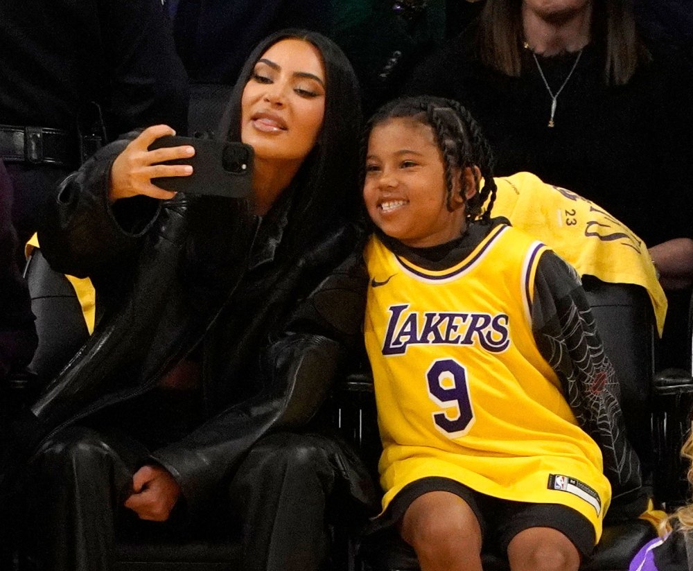 Kim Kardashian Son Saint Wears Tristan Thompson Jersey at Lakers Game