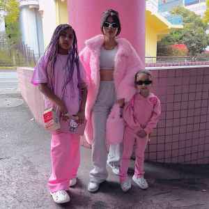 Kim Kardashian and Her Daughters Match in Pink in Tokyo
