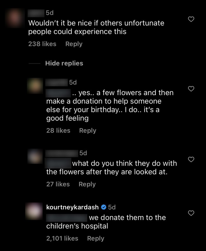 Kourtney Kardashian Claps Back at Fan Criticizing Lavish Display of Birthday Flowers