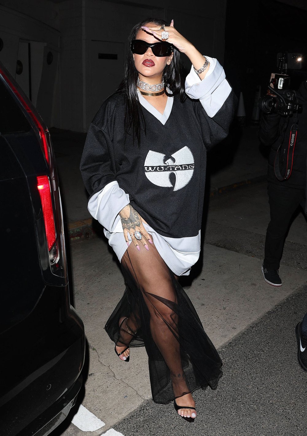 Rihanna Steps Out in Tulle Look